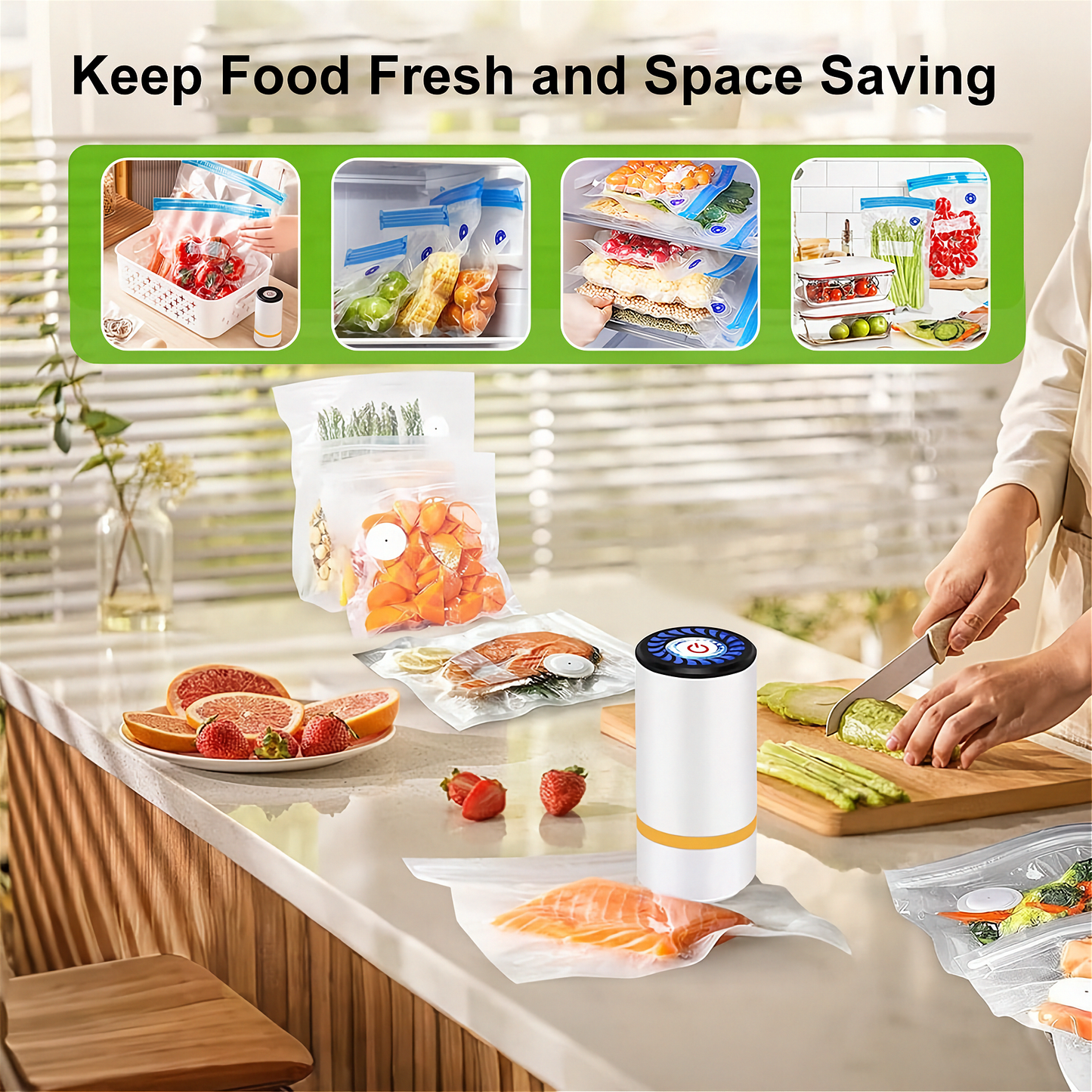 Luxvo Handheld Vacuum Food Sealer — Portable Food Storage Tool
